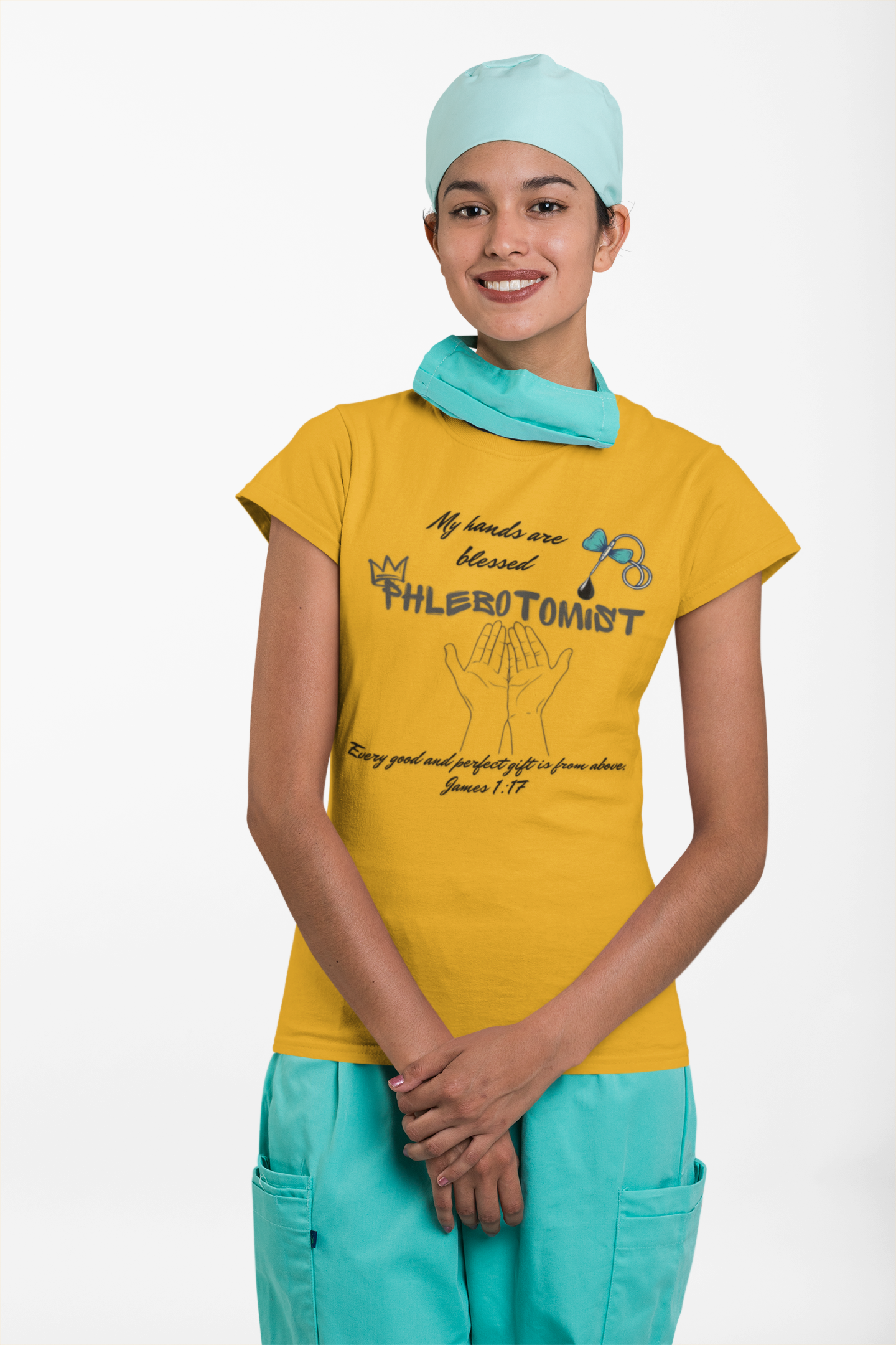 "My Hands Are Blessed" -Blessed hands Phlebotomist tee by THE FOG BRAND -Women's Christian T-Shirt, Phlebotomist T-Shirt, Medical Lab Tech