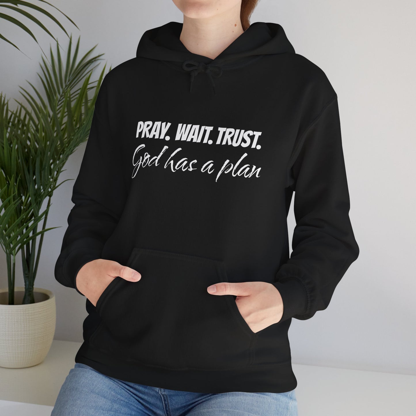 "Pray. Wait. Trust. God Has a Plan"-THE FOG BRAND Hooded Sweatshirt -