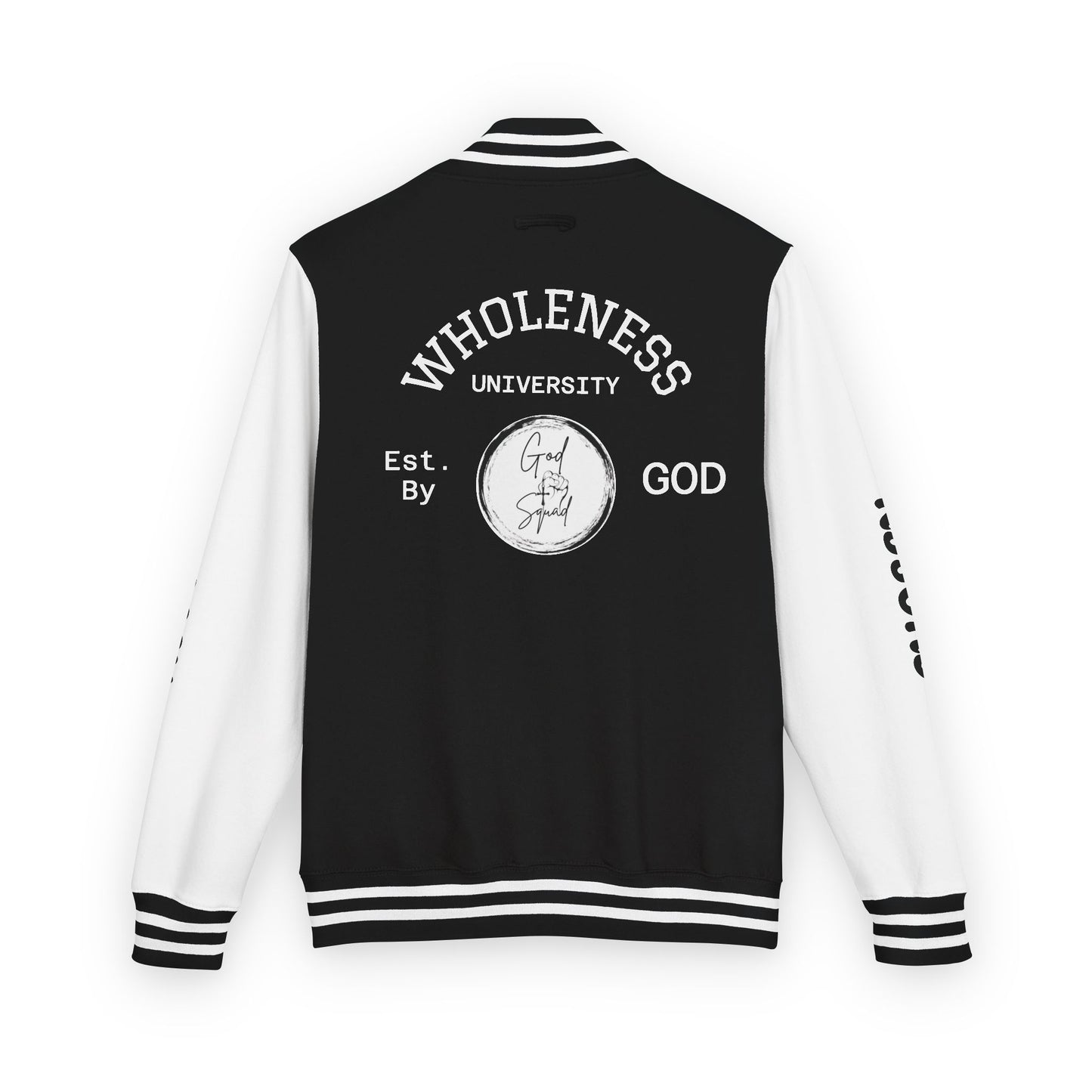God Squad Unisex Letterman Jacket -THE FOD BRAND'S Bold Cross Design, Christian Strength & Faith Apparel