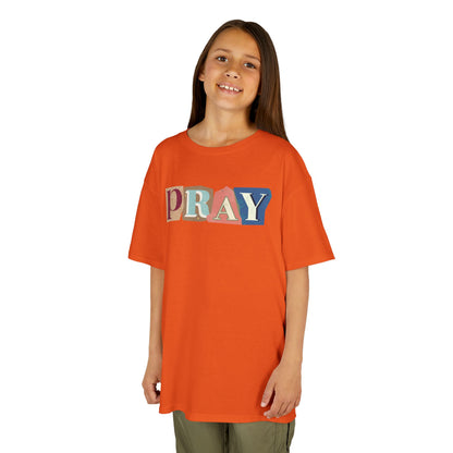 Pray-kids block letters Heavy Cotton Tee - Inspirational Youth T-Shirt