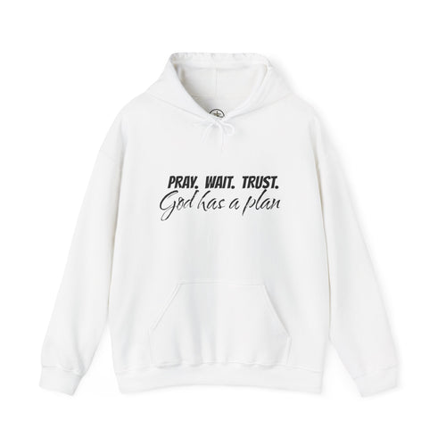 "Pray. Wait. Trust. God Has a Plan"-THE FOG BRAND Hooded Sweatshirt -