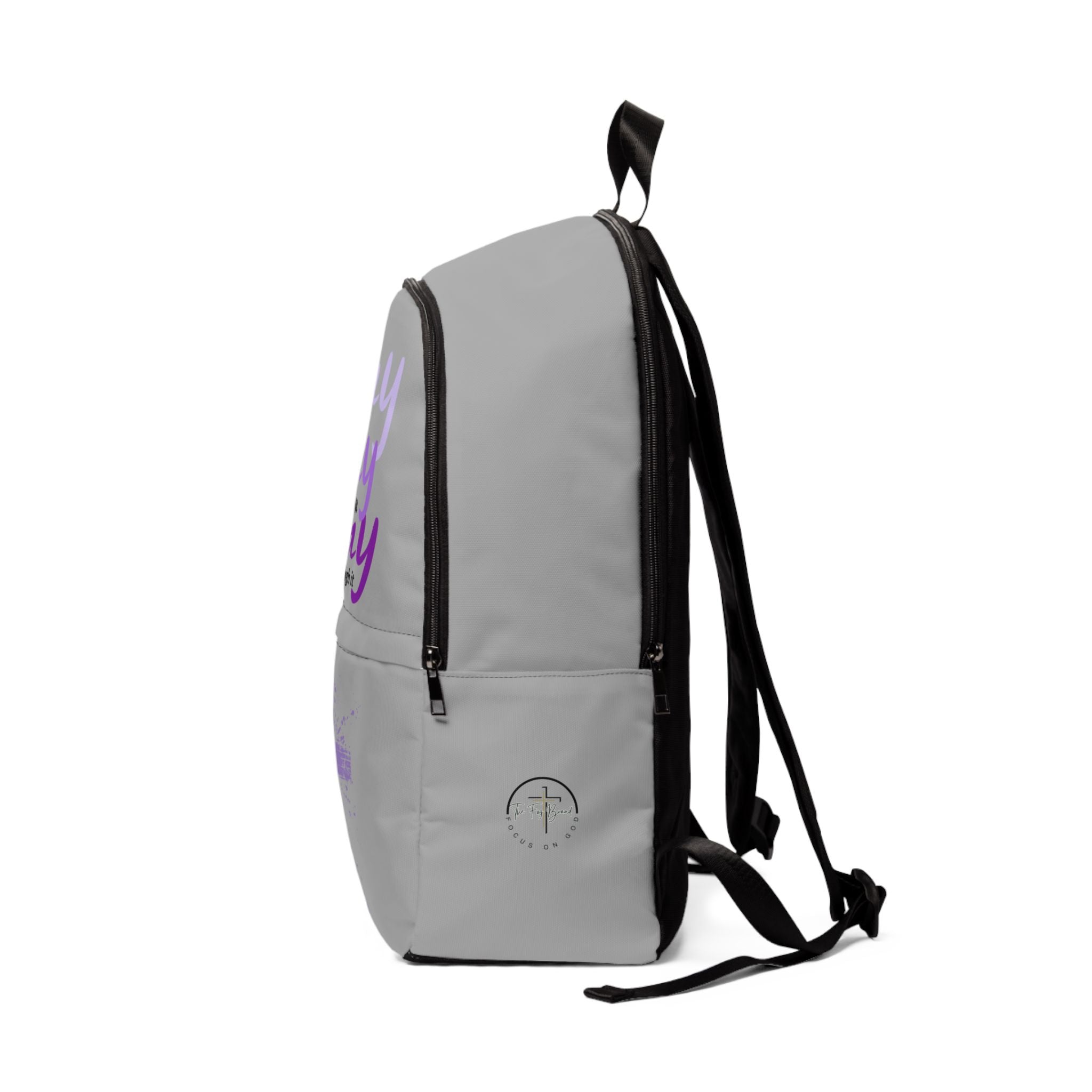 Backpack-Pray on it, over it, and through it (gray/purple/black)