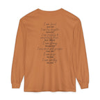 "I Am Who God Says I AM" with Inspirational Scriptures on the back, long sleeve Tee