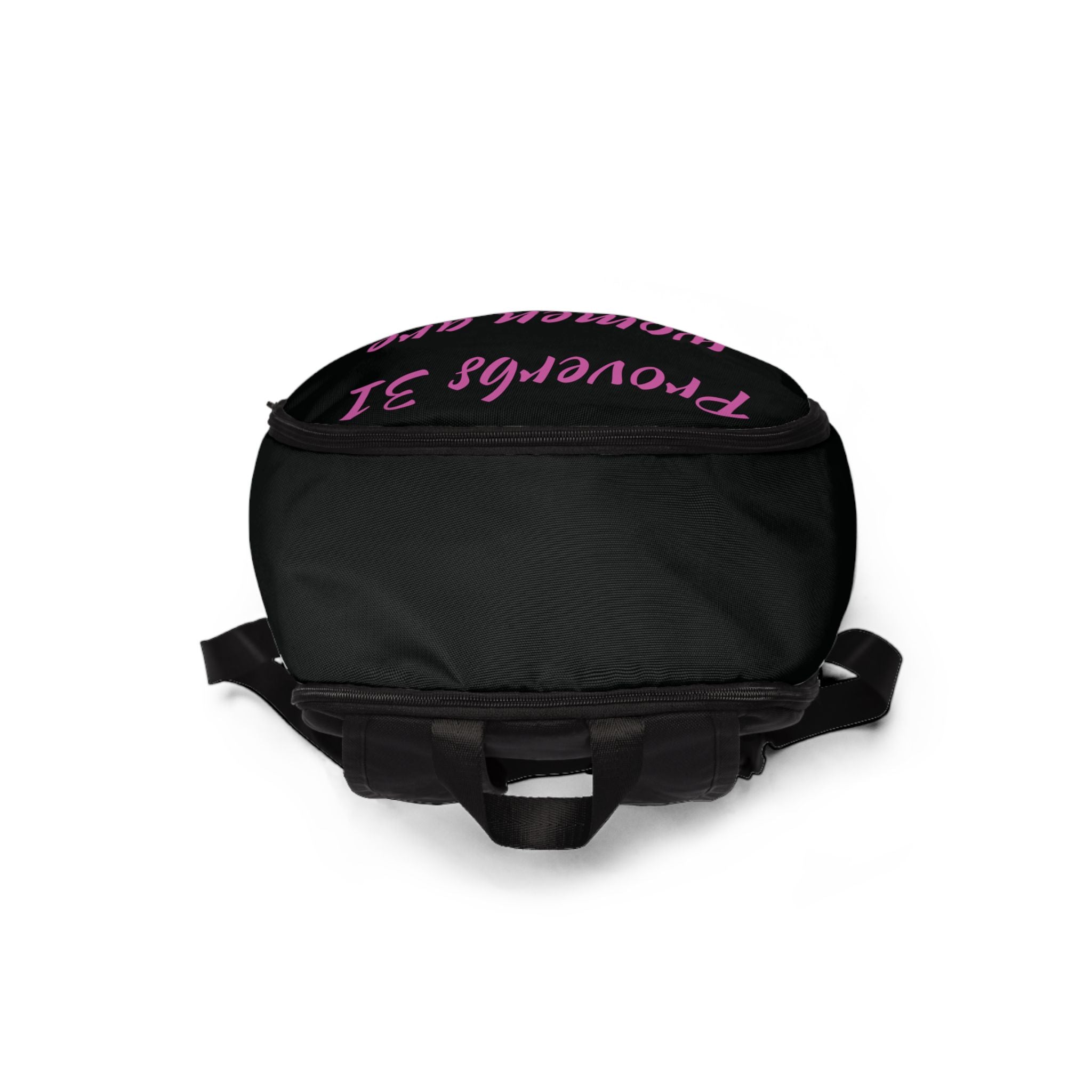 Backpack- A Proverbs Woman Who Prays Is Top Tier Backpack (black/pink)