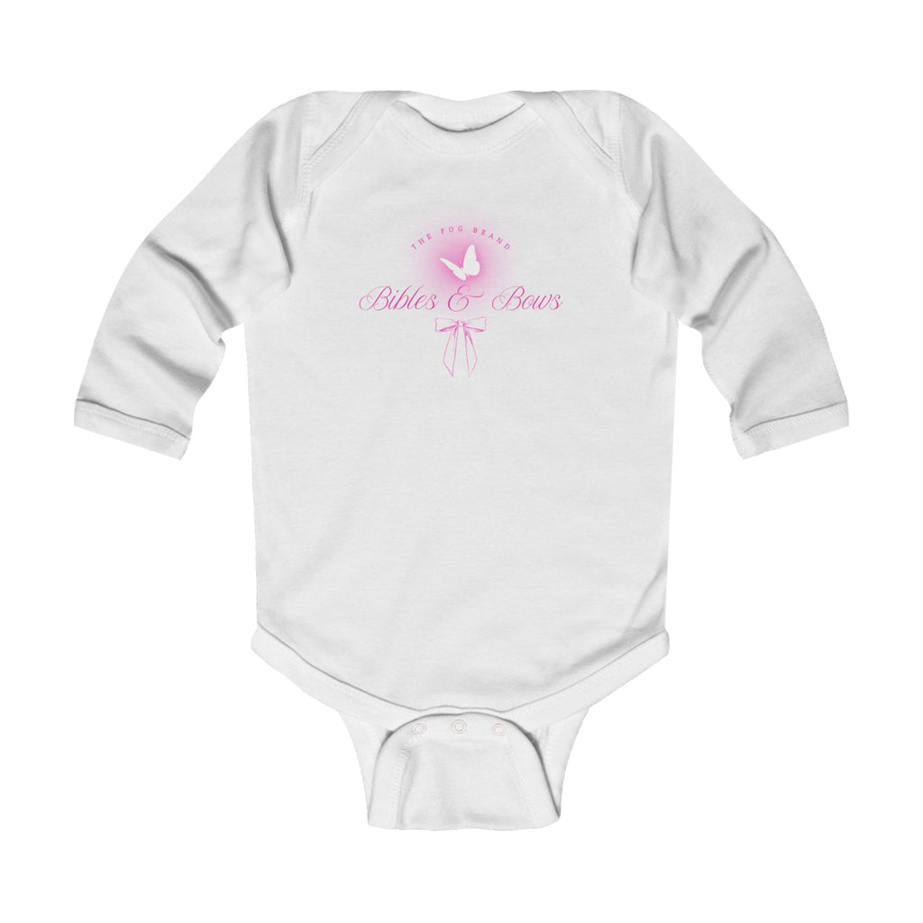 Toddler Bibles & Bows Pink/white Butterfly Infant long sleeve Bodysuit - Cute Baby Gift, Newborn Clothing, Baby Shower Present, Toddler Outfit,