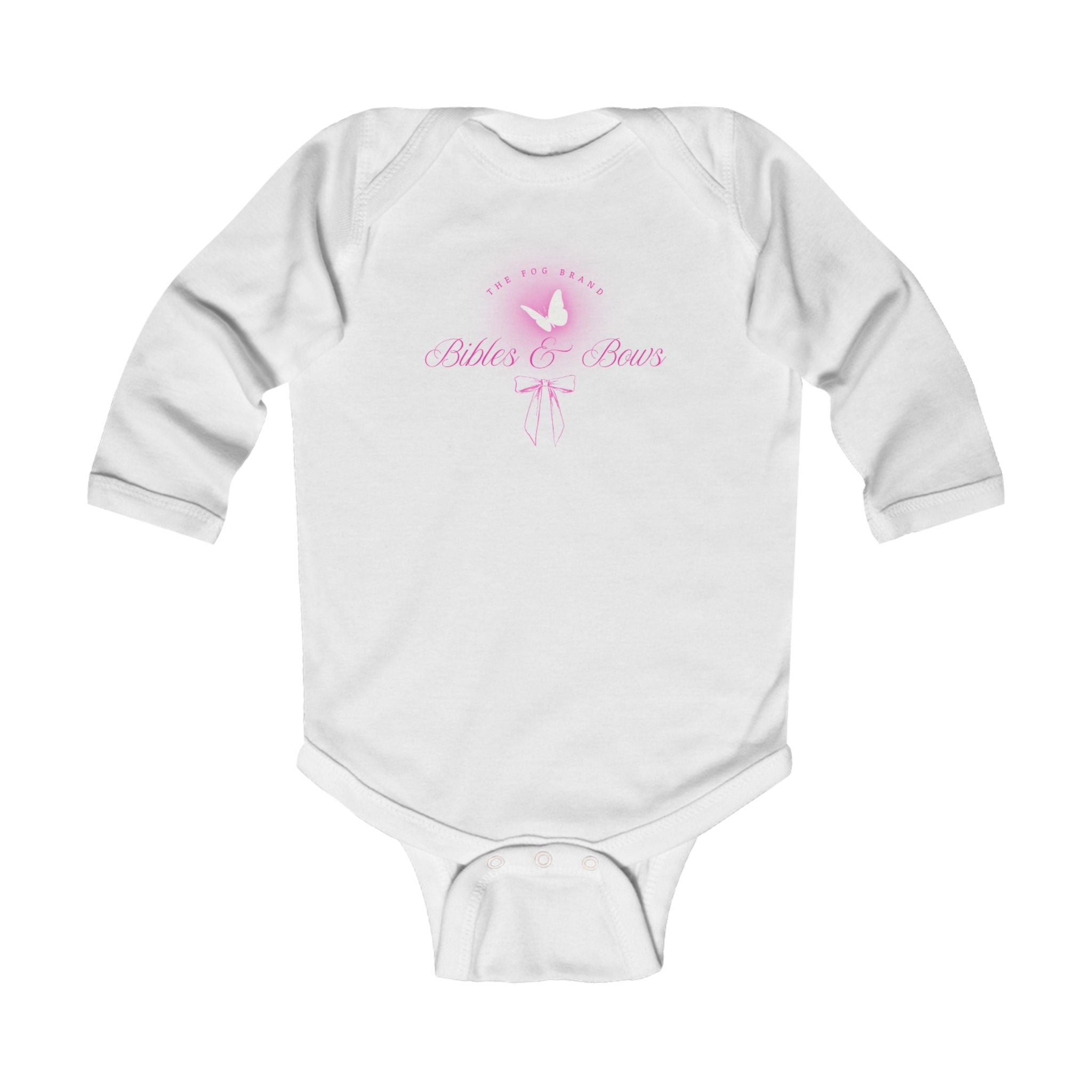 Toddler Bibles & Bows Pink/white Butterfly Infant long sleeve Bodysuit - Cute Baby Gift, Newborn Clothing, Baby Shower Present, Toddler Outfit,