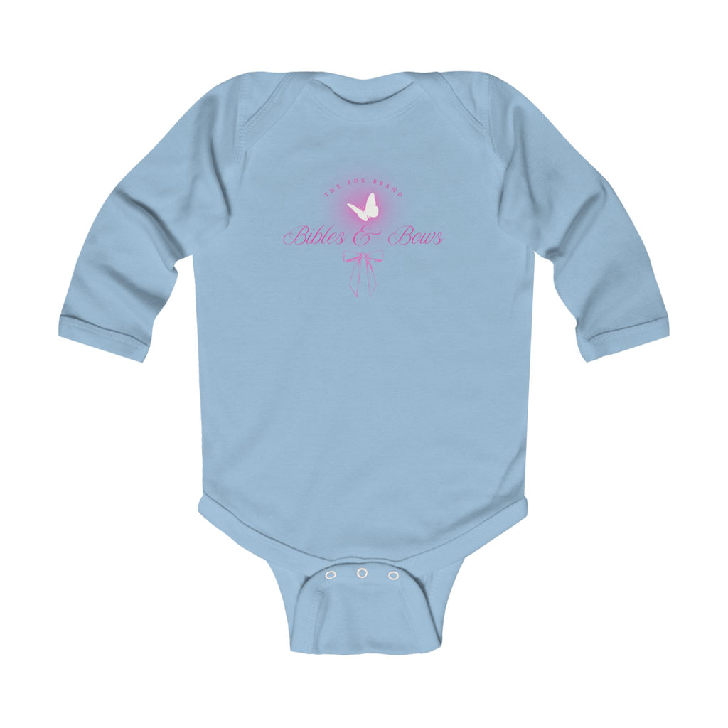 Toddler Bibles & Bows Pink/white Butterfly Infant long sleeve Bodysuit - Cute Baby Gift, Newborn Clothing, Baby Shower Present, Toddler Outfit,
