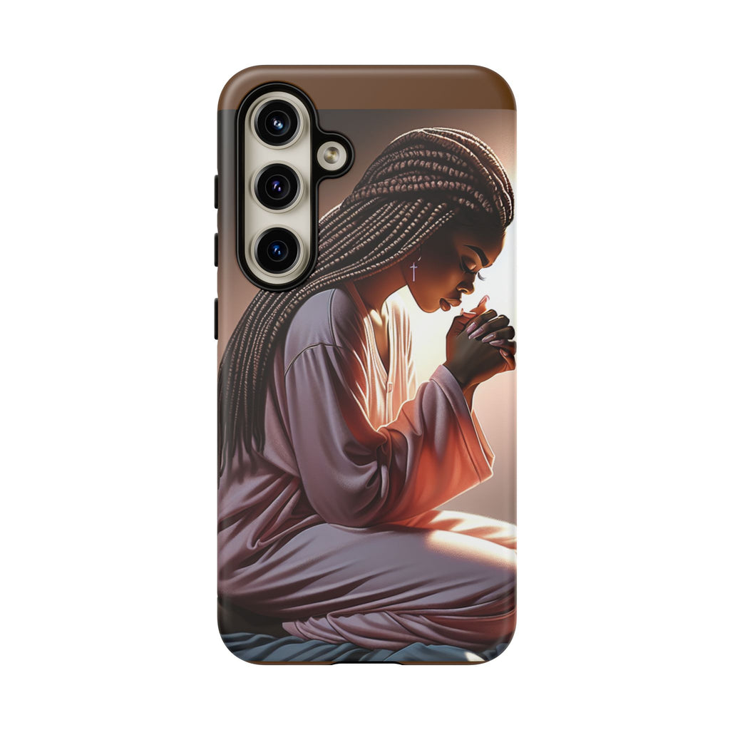 Cell phone case-Woman Praying-Spiritual Prayer Phone Case - Tough Cases with Inspirational Design