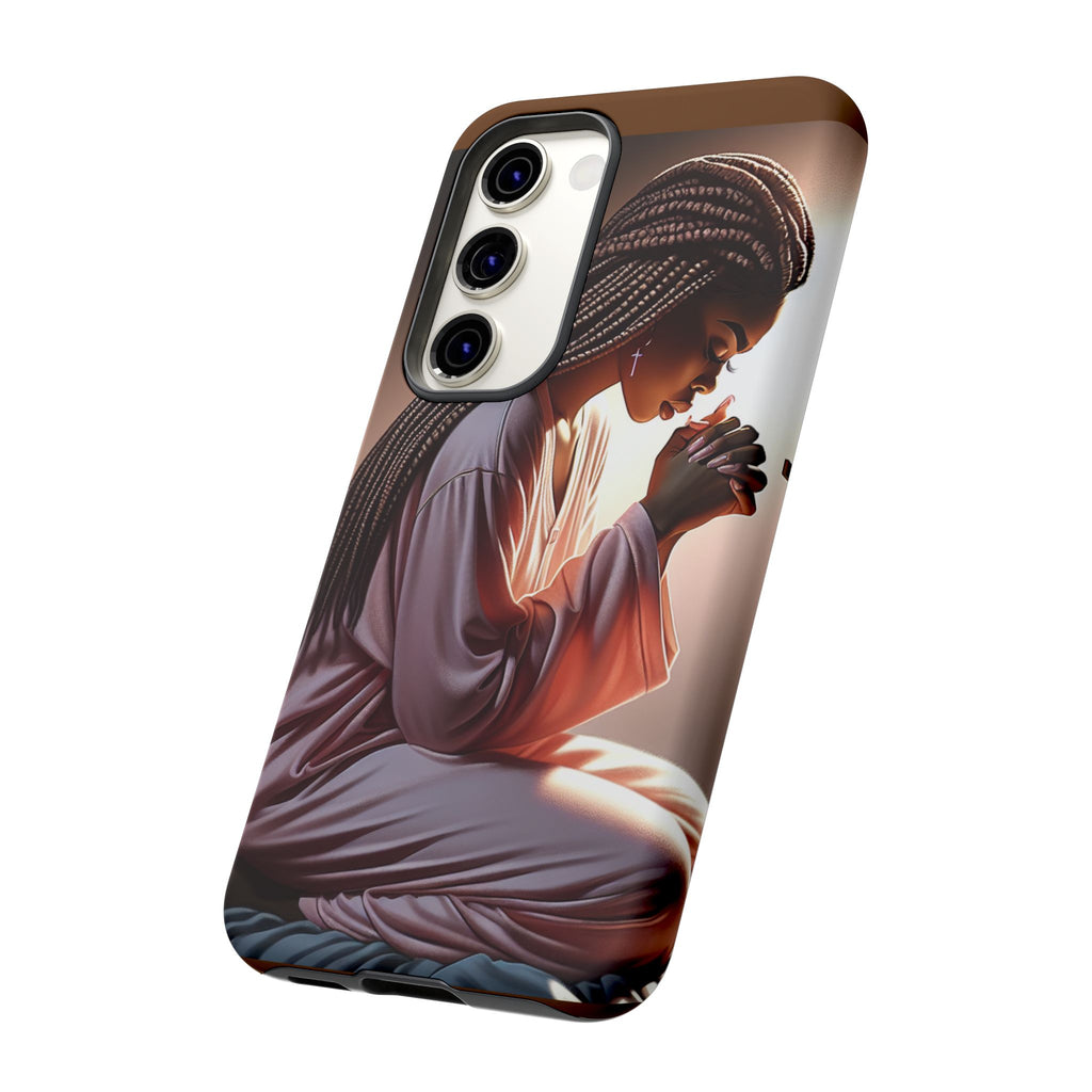 Cell phone case-Woman Praying-Spiritual Prayer Phone Case - Tough Cases with Inspirational Design