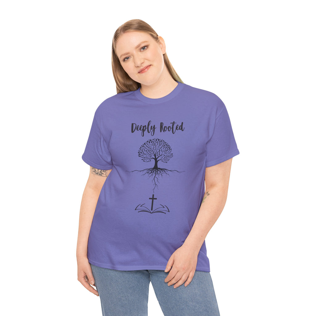 Deeply Rooted Unisex Heavy Cotton Tee - Inspirational Tree Design for Nature Lovers