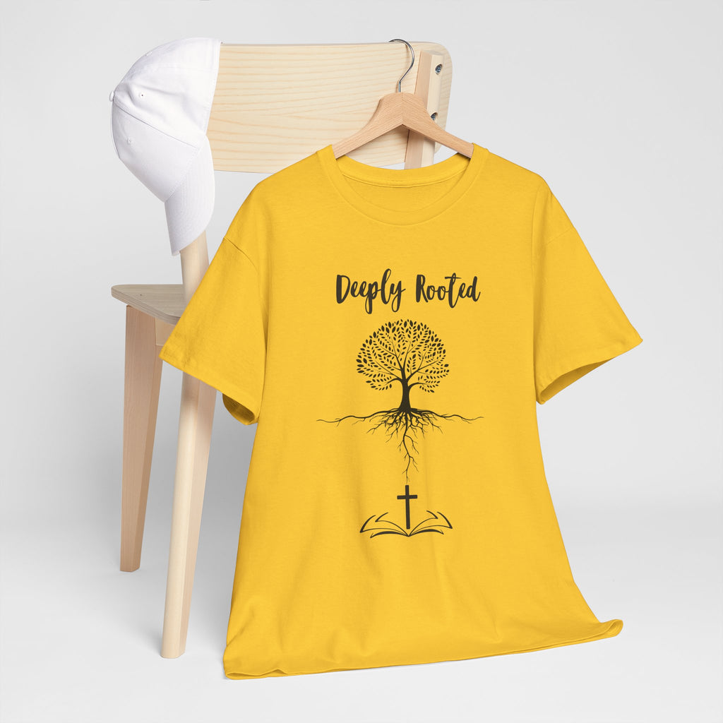 Deeply Rooted Unisex Heavy Cotton Tee - Inspirational Tree Design for Nature Lovers