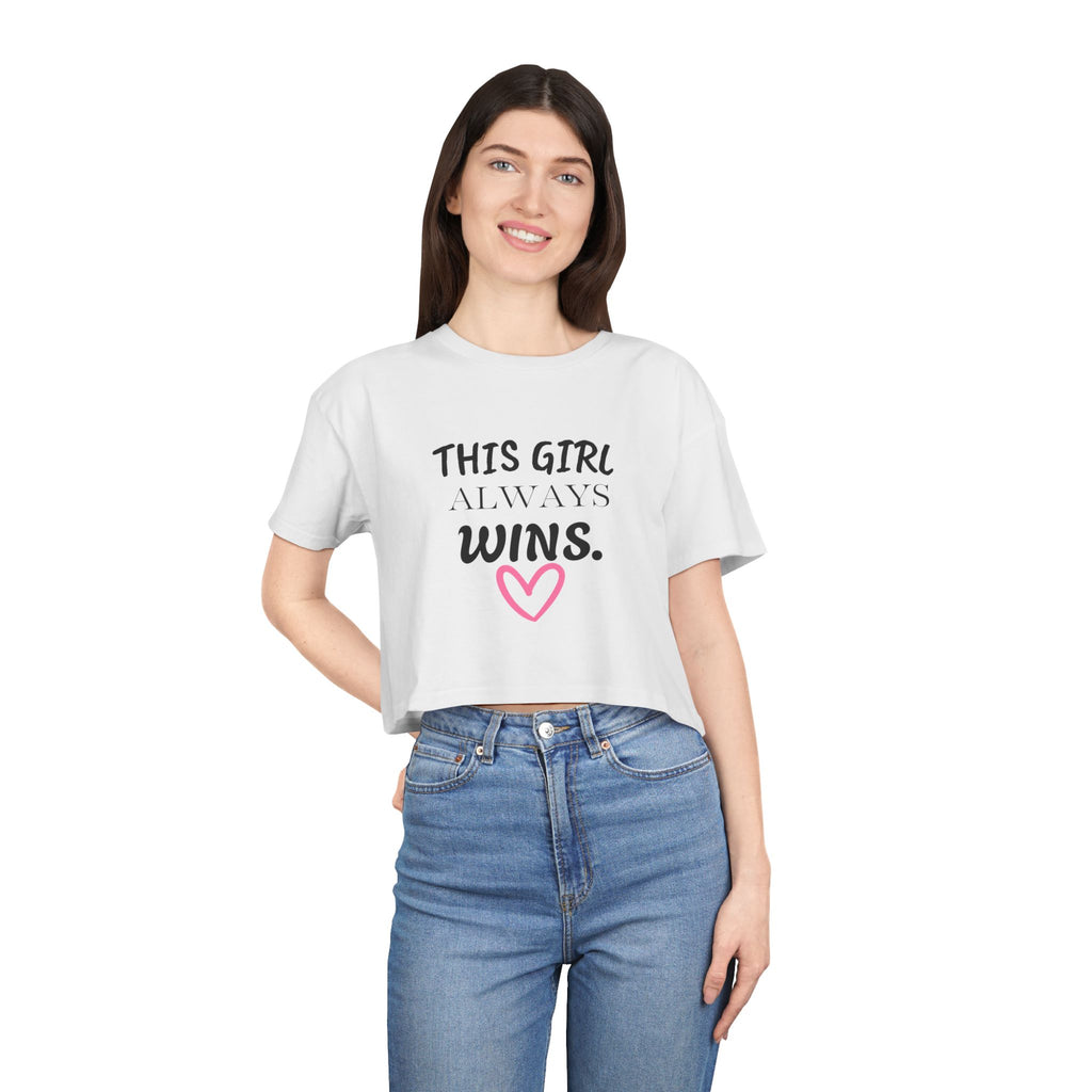 'This Girl Always Wins'-Faith-Inspired Women's Crop Tee, Motivational T-Shirt, Christian Apparel, Inspirational Gift for her