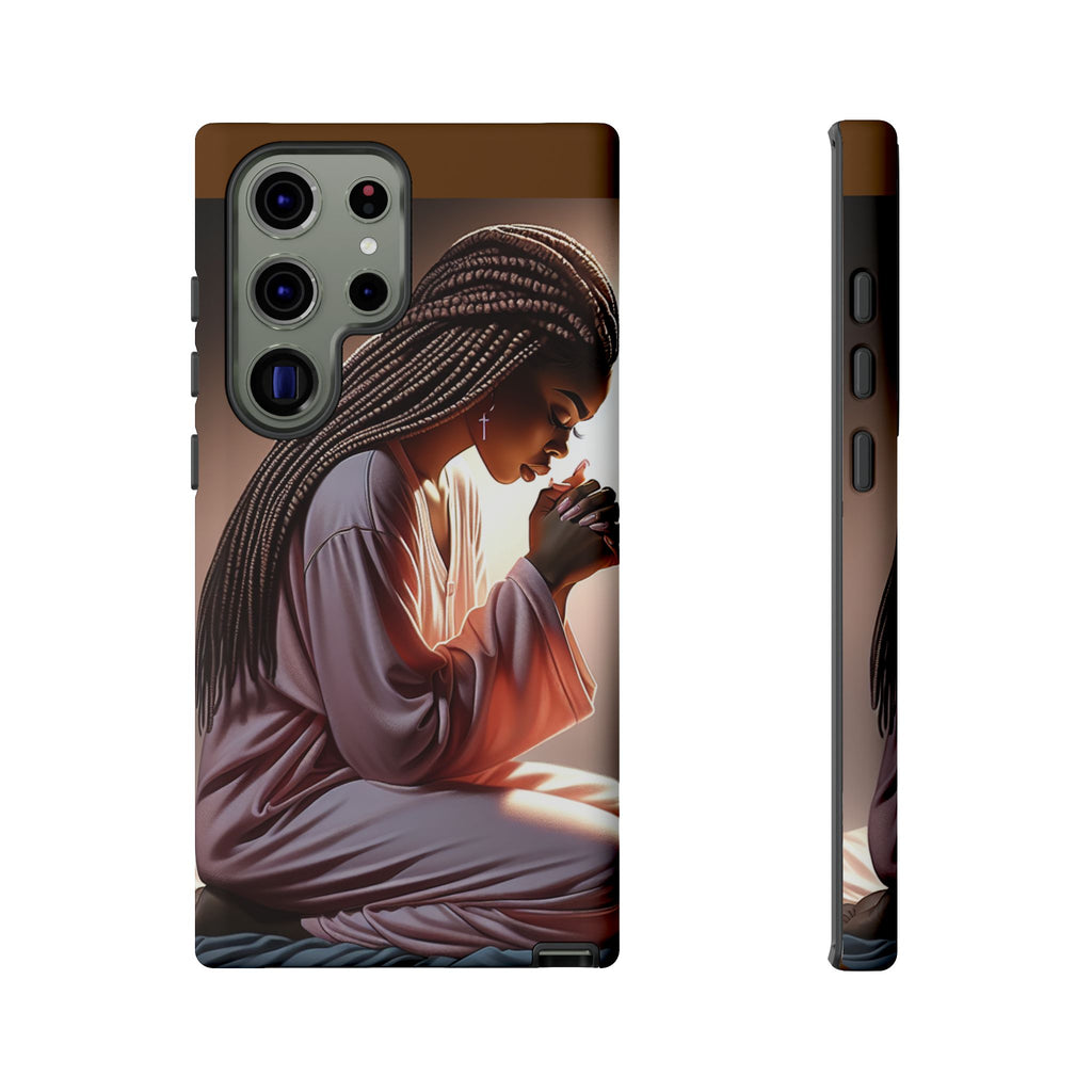 Cell phone case-Woman Praying-Spiritual Prayer Phone Case - Tough Cases with Inspirational Design