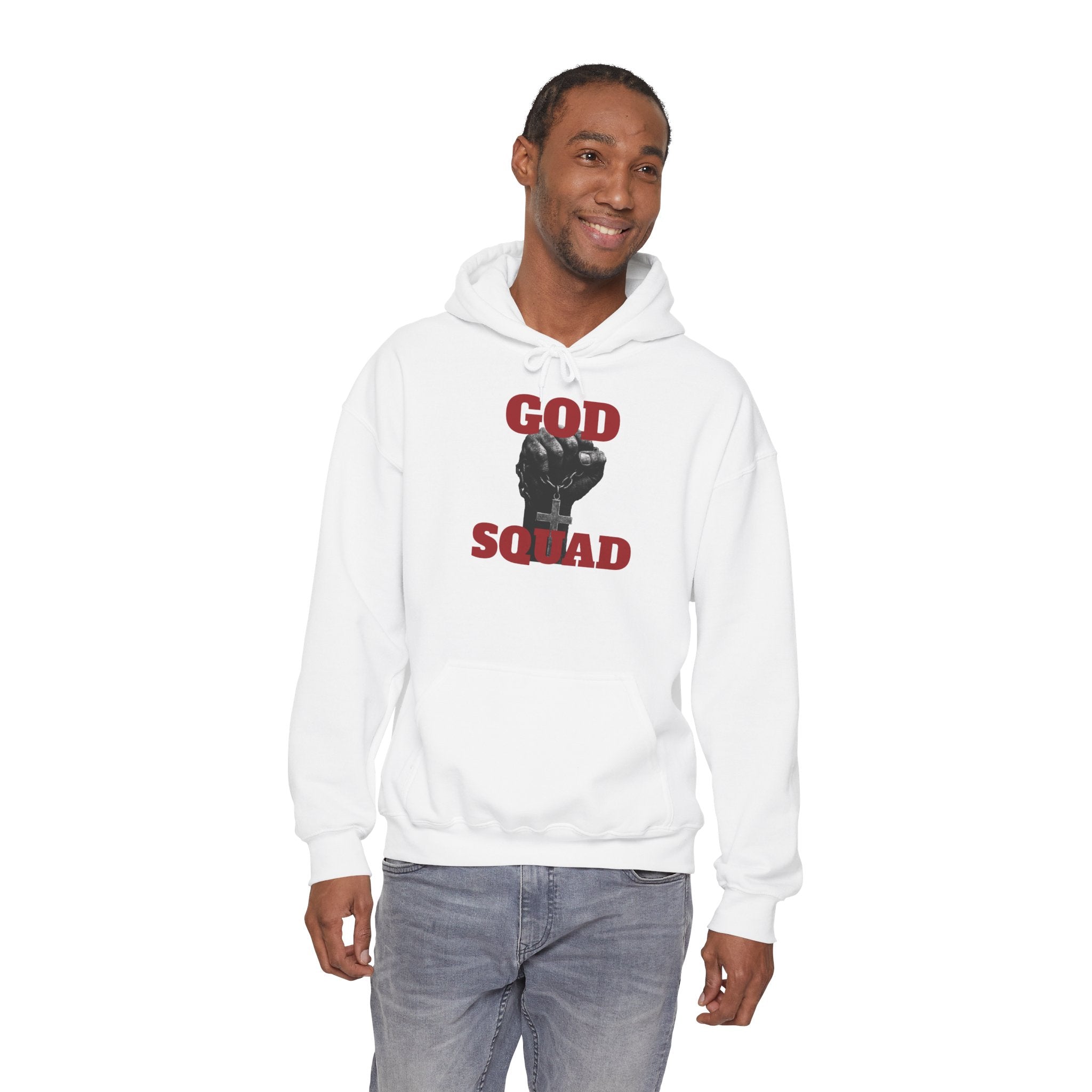 GOD SQUAD by The FOG BRAND- Unisex Hooded Sweatshirt with scripture-Spiritual Gift, Cozy Lounge Wear, Inspirational Apparel, Christian Apparel