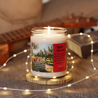 Apple Harvest Scented Soy Candle with bible verse- 9oz