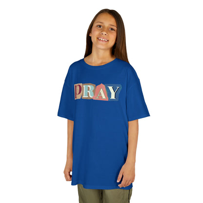 Pray-kids block letters Heavy Cotton Tee - Inspirational Youth T-Shirt