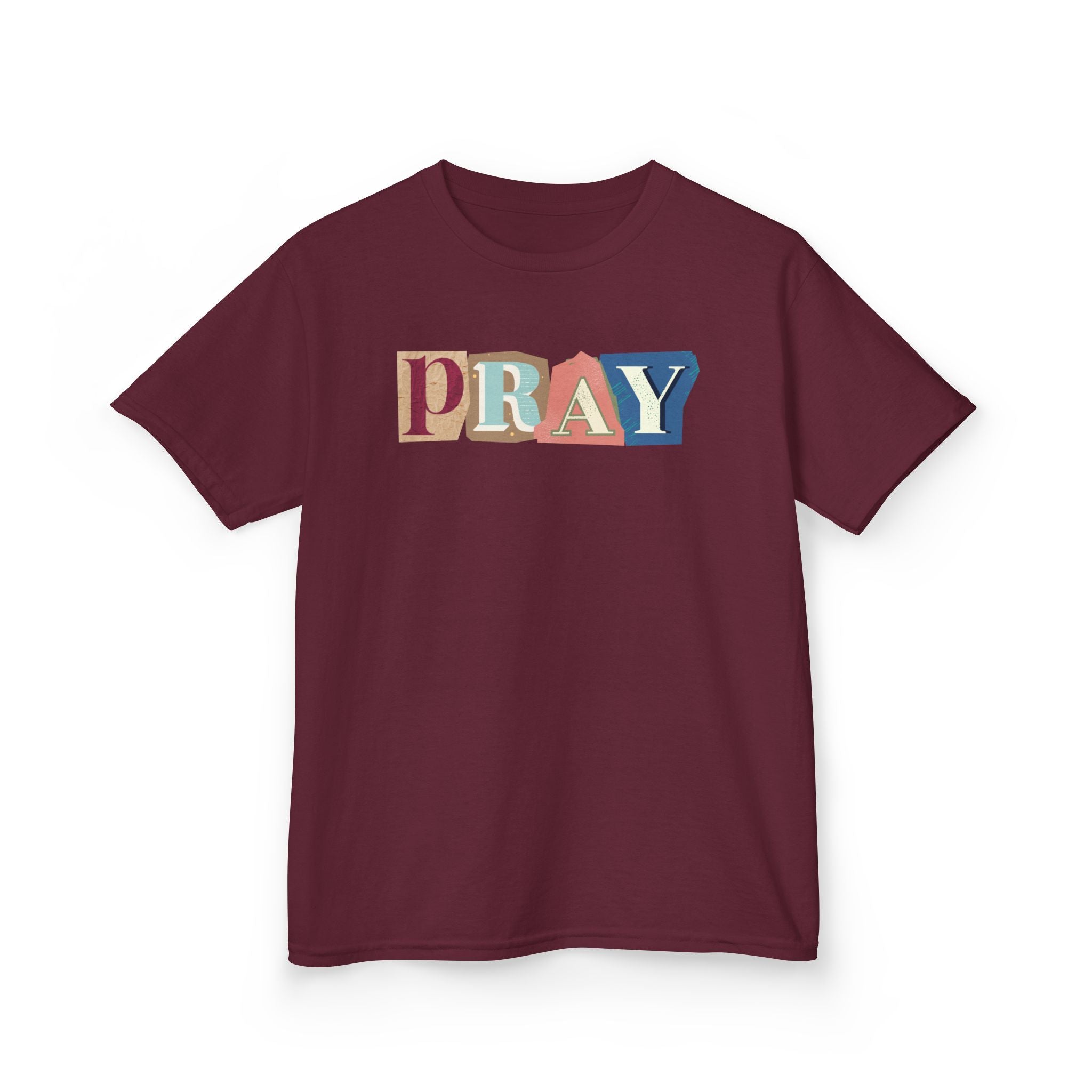 Pray-kids block letters Heavy Cotton Tee - Inspirational Youth T-Shirt