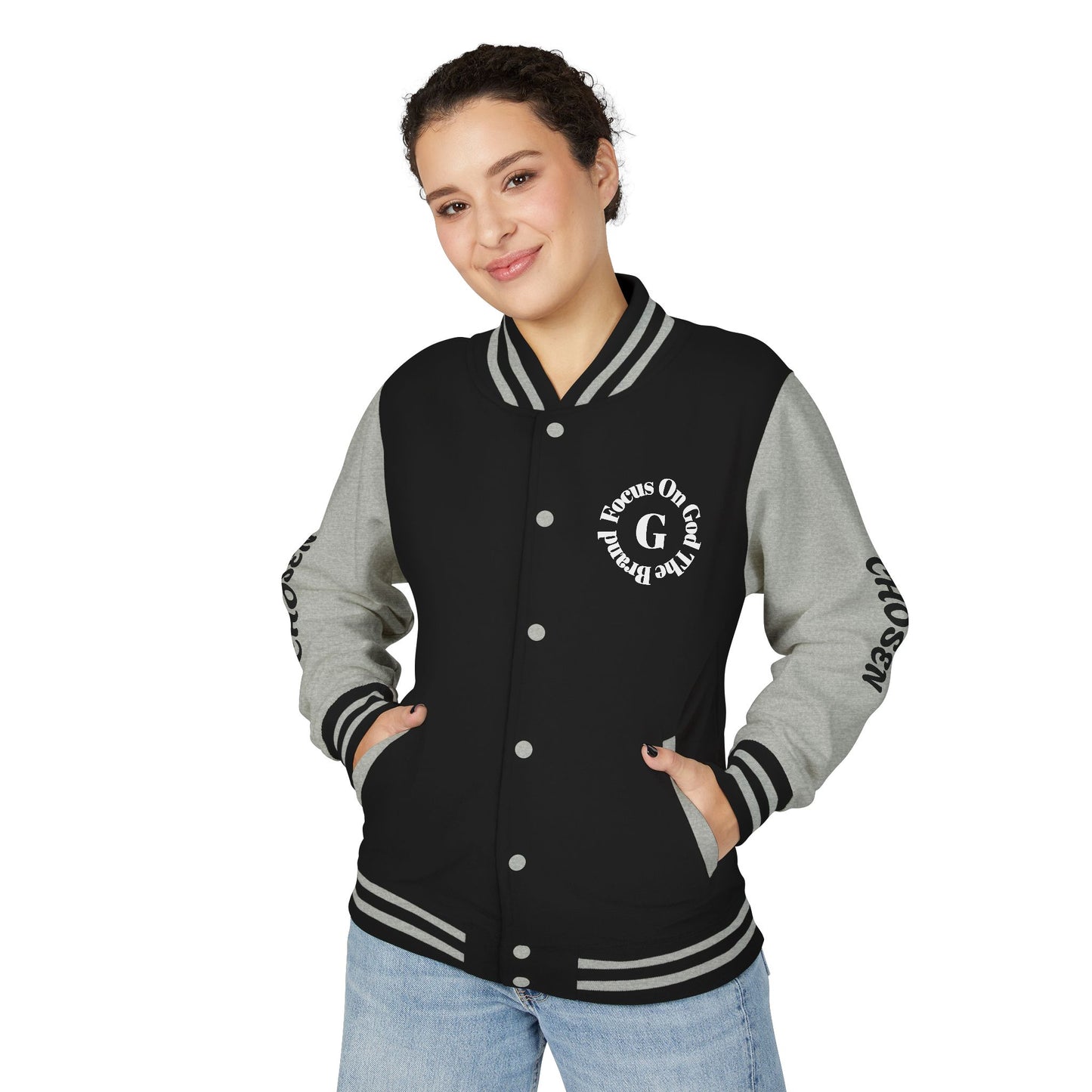 God Squad Unisex Letterman Jacket -THE FOD BRAND'S Bold Cross Design, Christian Strength & Faith Apparel