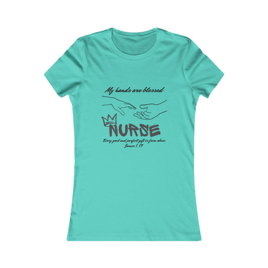 Nurse Blessed Hands tee by THE FOG BRAND -Women's Favorite Tee-Inspirational Christian T-Shirt , Professional Career