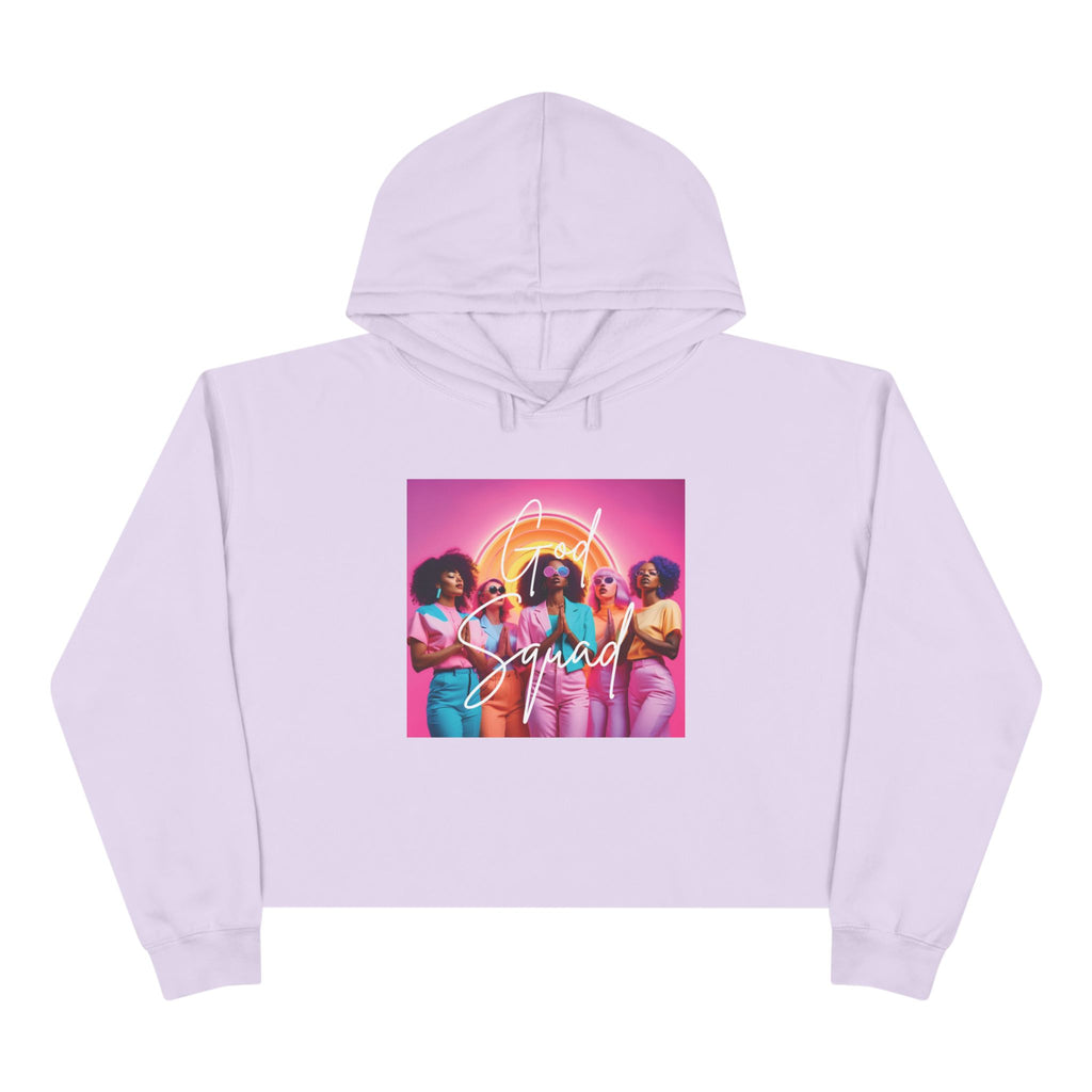 God Squad by THE FOG BRAND-Vibrant Crop Hoodie, Trendy Religious Streetwear, Christian Fashion, Pink, Gift for Her