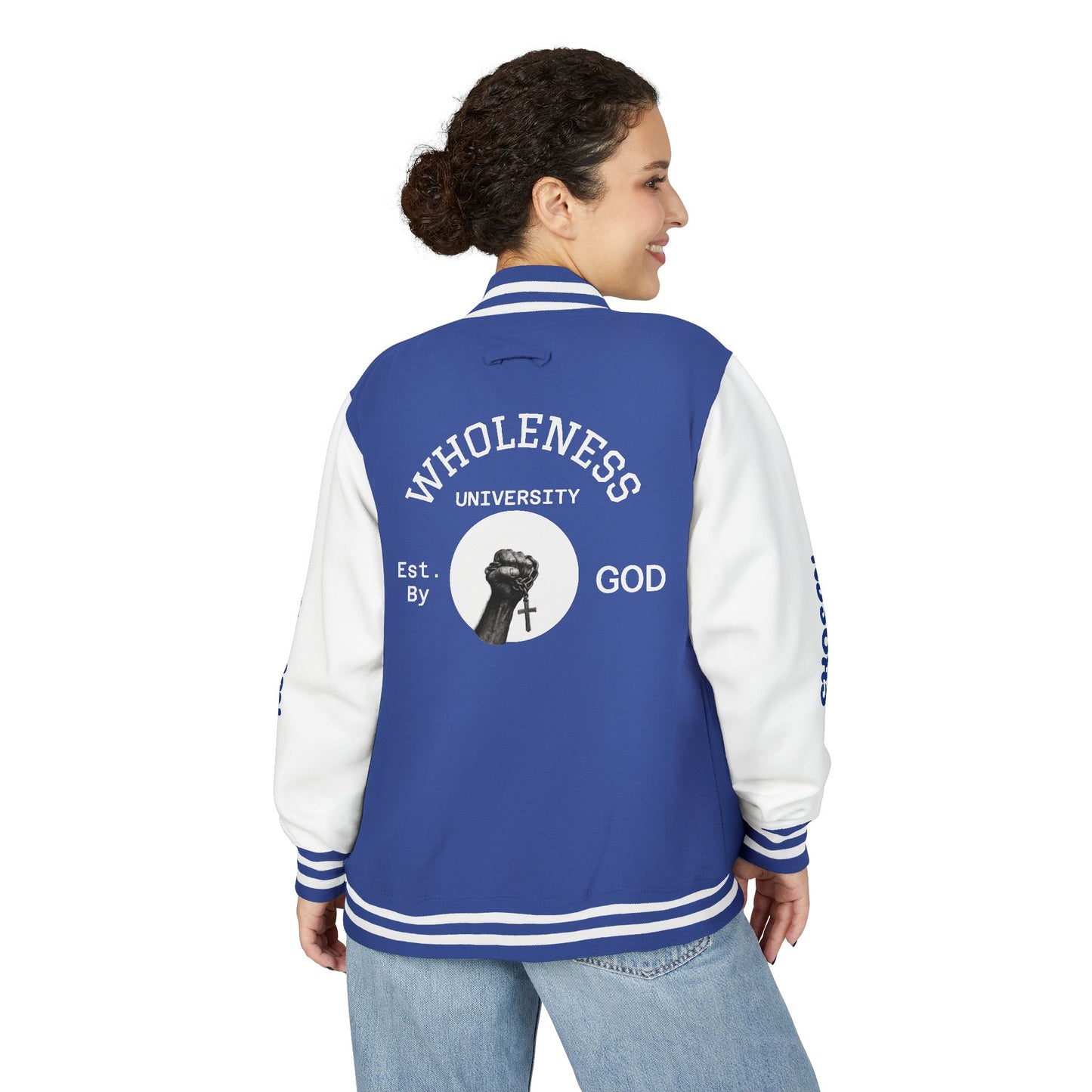 God Squad Unisex Letterman Jacket -THE FOD BRAND'S Bold Cross Design, Christian Strength & Faith Apparel