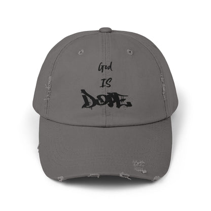 Unisex Distressed Cap with 'God Is Dope' Quote- Trendy, Casual Hat