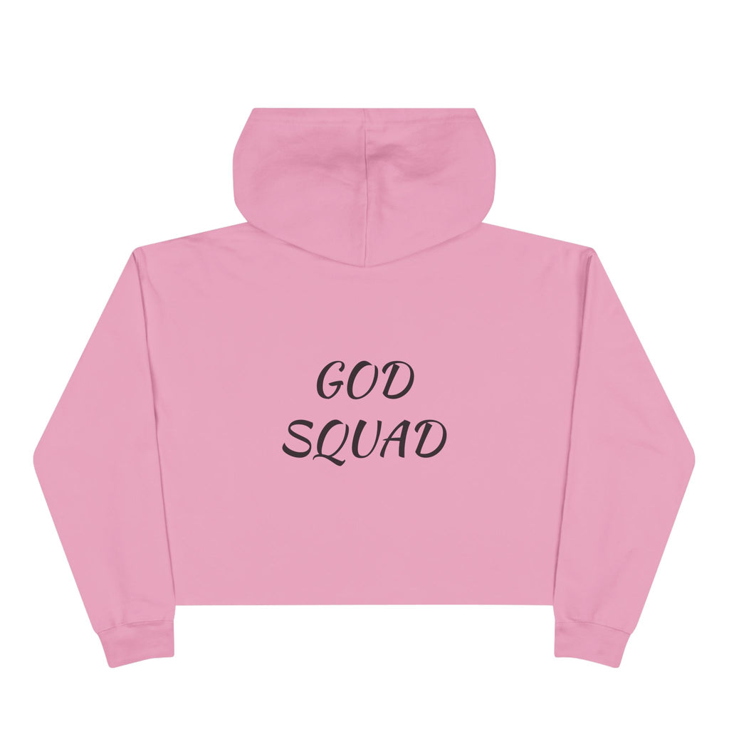 God Squad by THE FOG BRAND-Vibrant Crop Hoodie, Trendy Religious Streetwear, Christian Fashion, Pink, Gift for Her