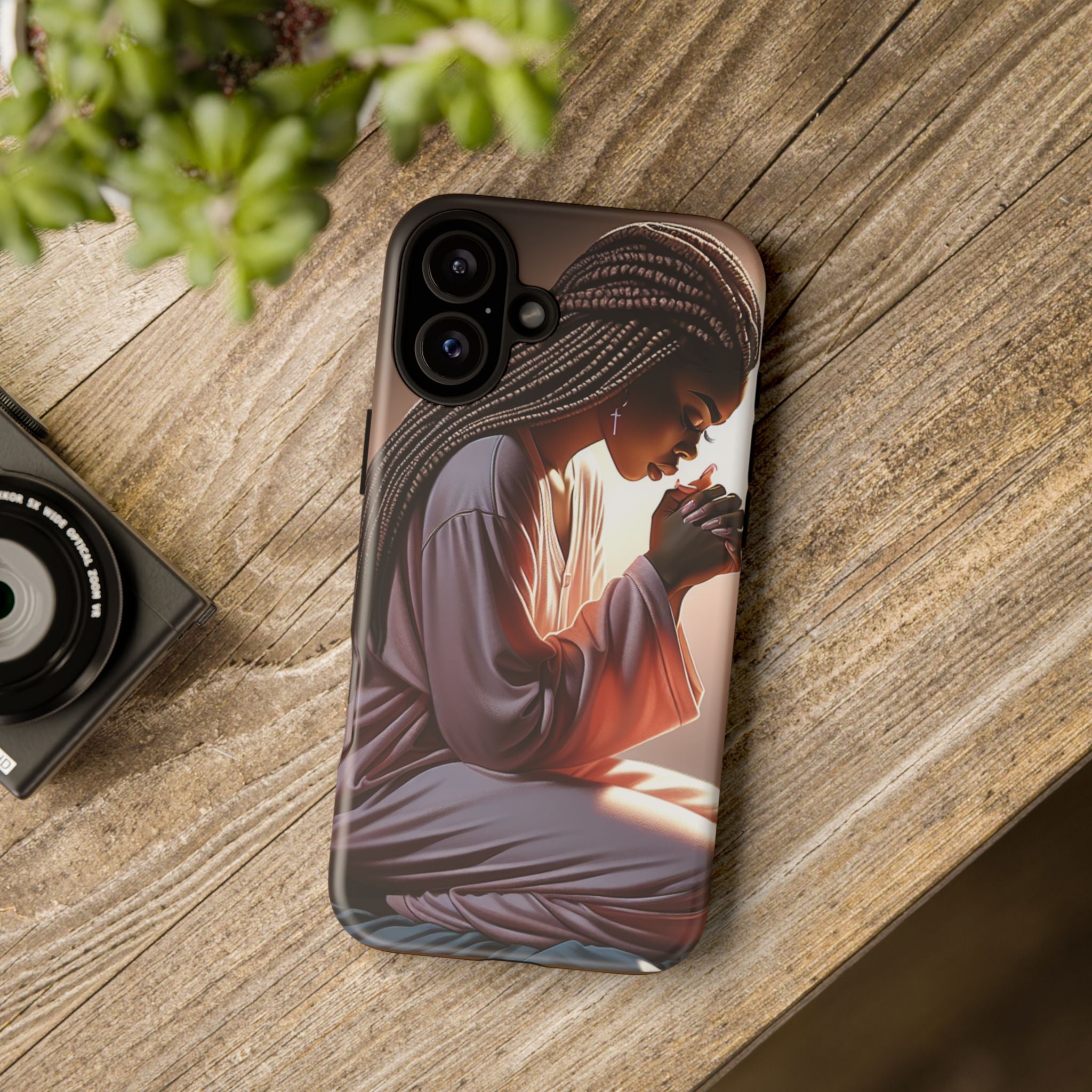 Cell phone case-Woman Praying-Spiritual Prayer Phone Case - Tough Cases with Inspirational Design