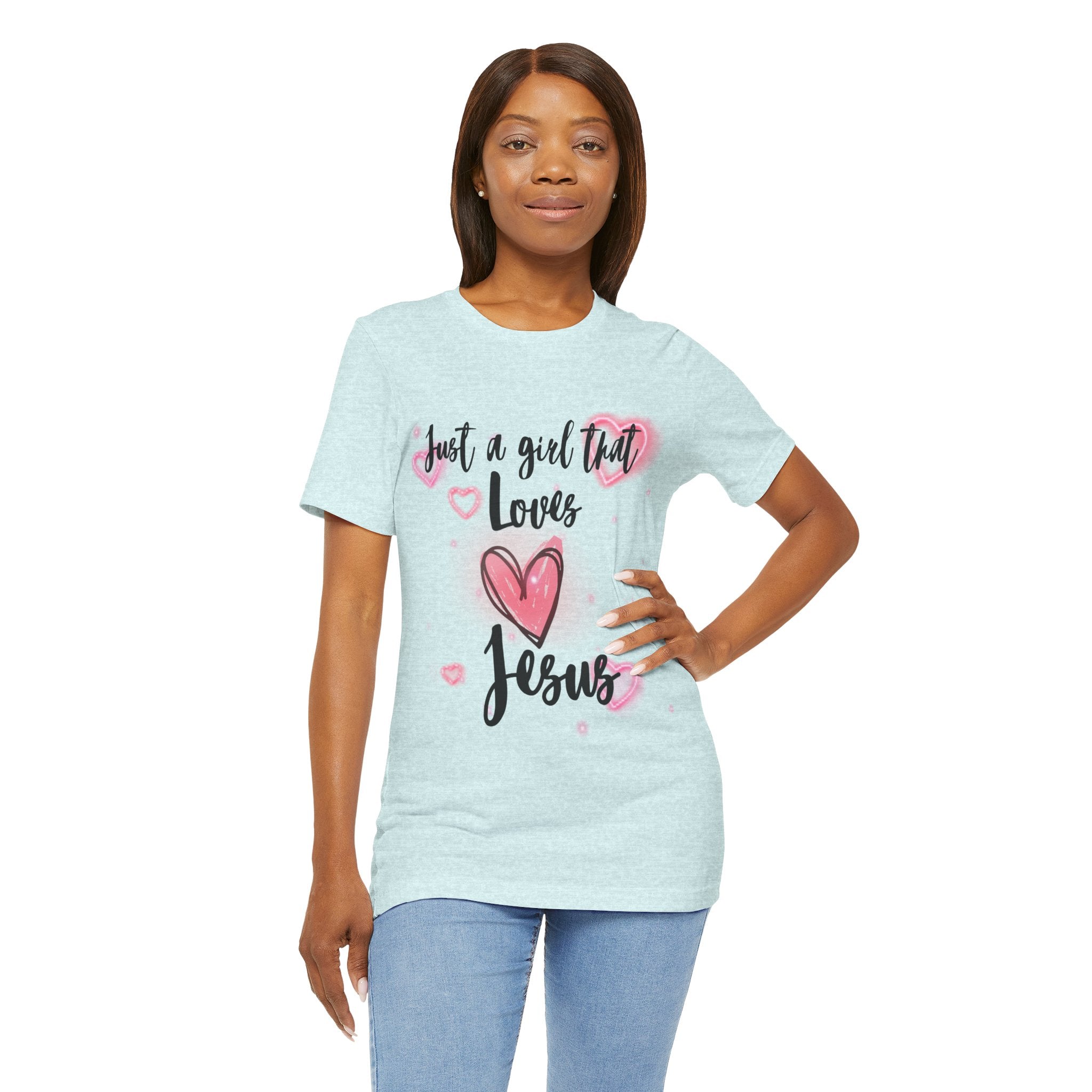 Just a Girl that Love Jesus Tee-For Young Women, Colorful, Religious and Christian t-shirt