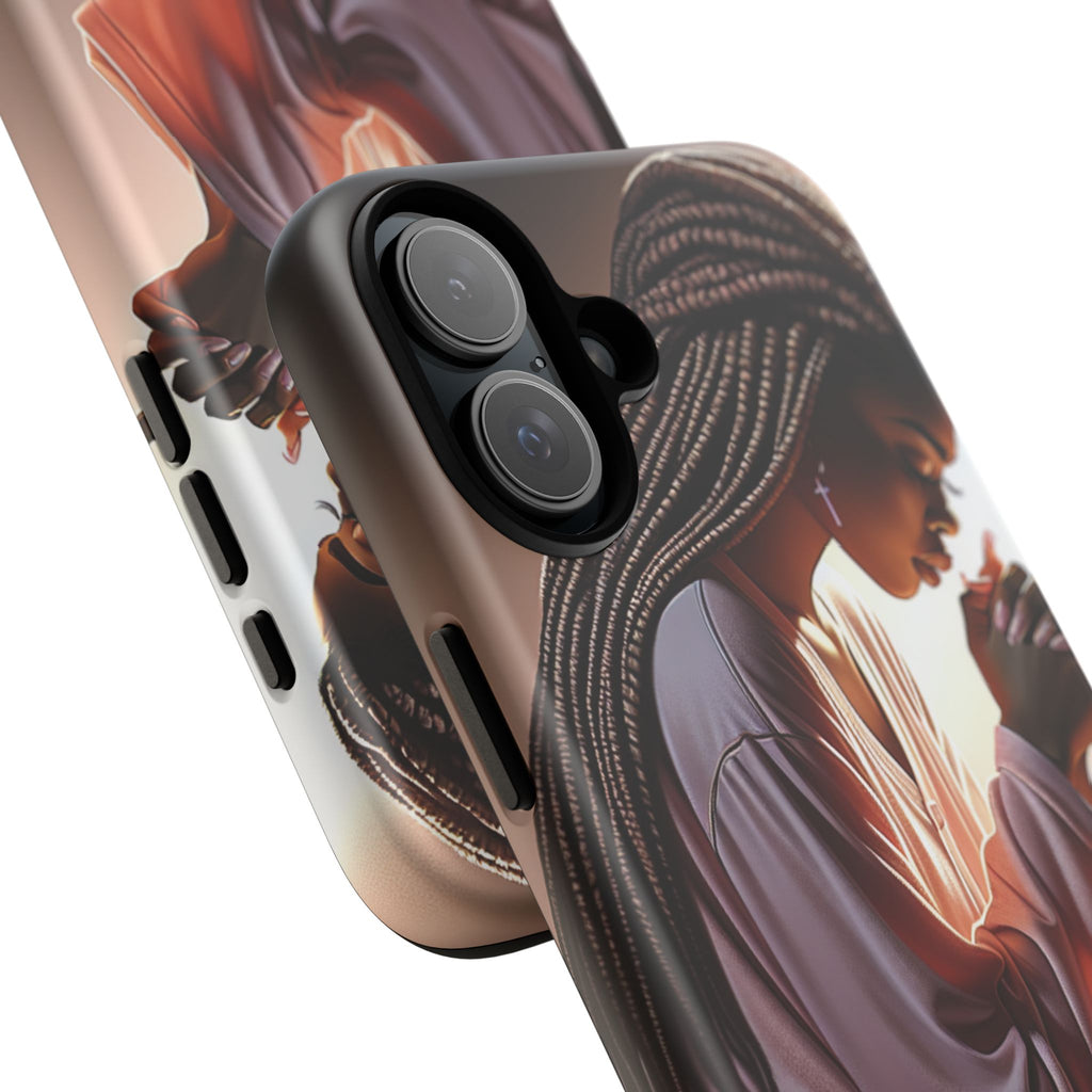 Cell phone case-Woman Praying-Spiritual Prayer Phone Case - Tough Cases with Inspirational Design