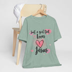Just a Girl that Love Jesus Tee-For Young Women, Colorful, Religious and Christian t-shirt