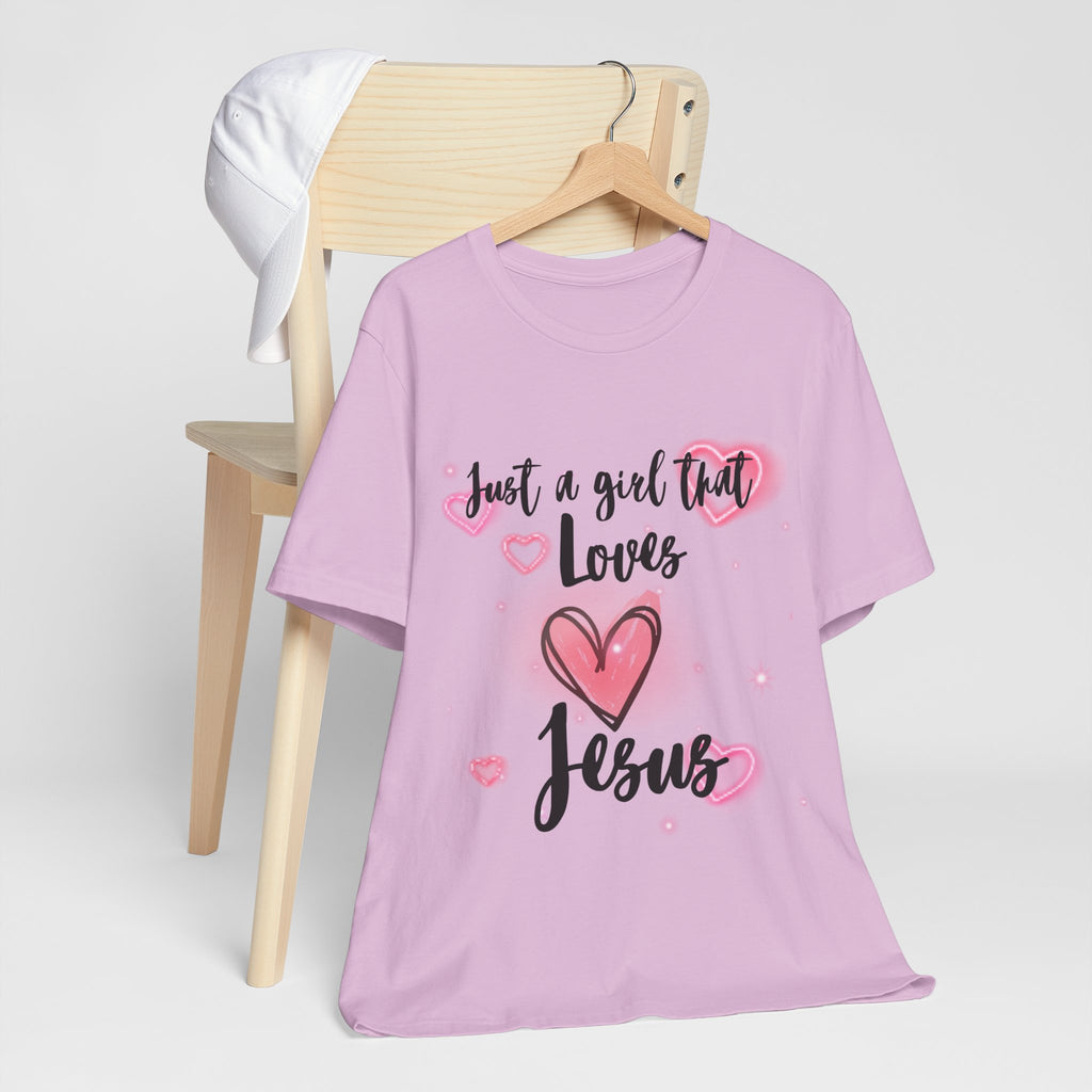 Just a Girl that Love Jesus Tee-For Young Women, Colorful, Religious and Christian t-shirt