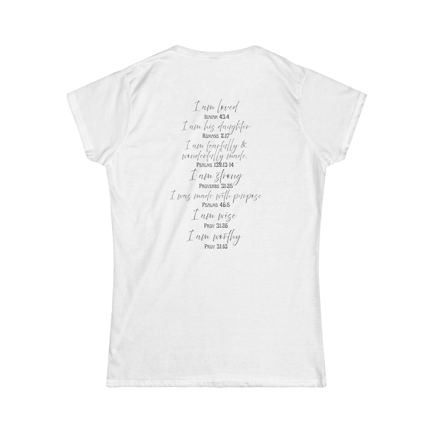 Women's Inspirational Bible Verse Tee, Softstyle T-Shirt, Faith-Based Gift, Christian Apparel, Spiritual Wear,