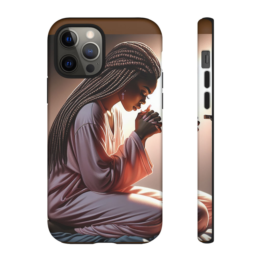 Cell phone case-Woman Praying-Spiritual Prayer Phone Case - Tough Cases with Inspirational Design