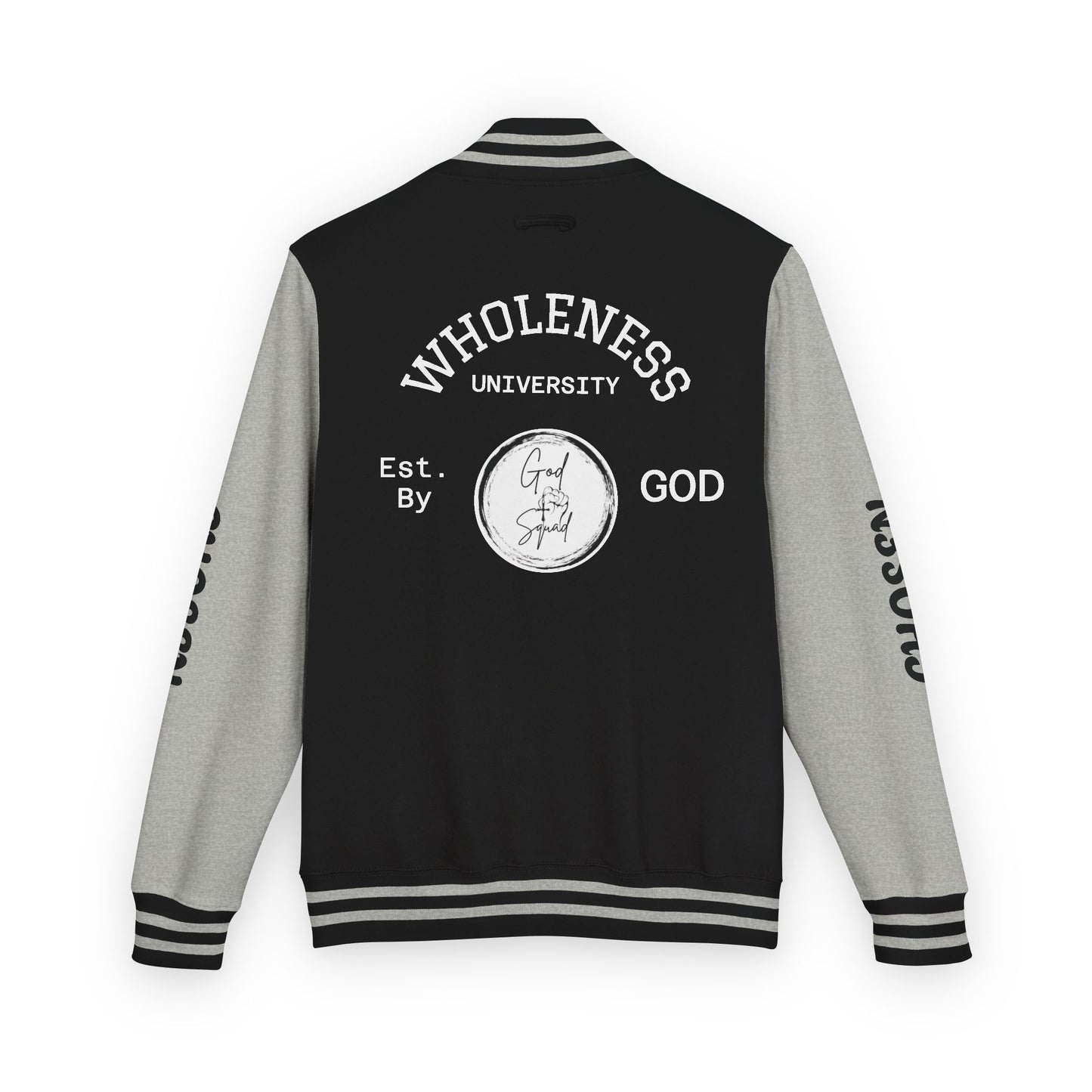 God Squad Unisex Letterman Jacket -THE FOD BRAND'S Bold Cross Design, Christian Strength & Faith Apparel