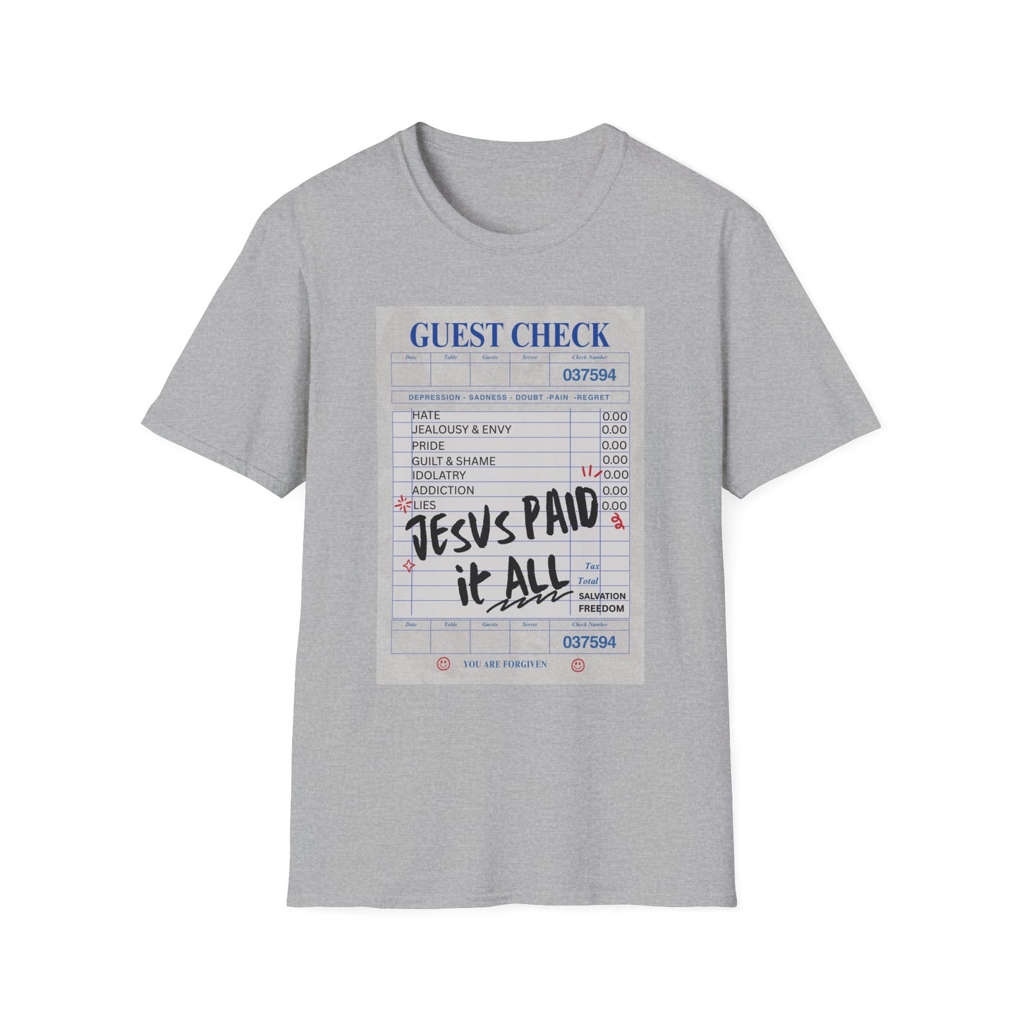 Jesus Paid It All Guest Check T-Shirt