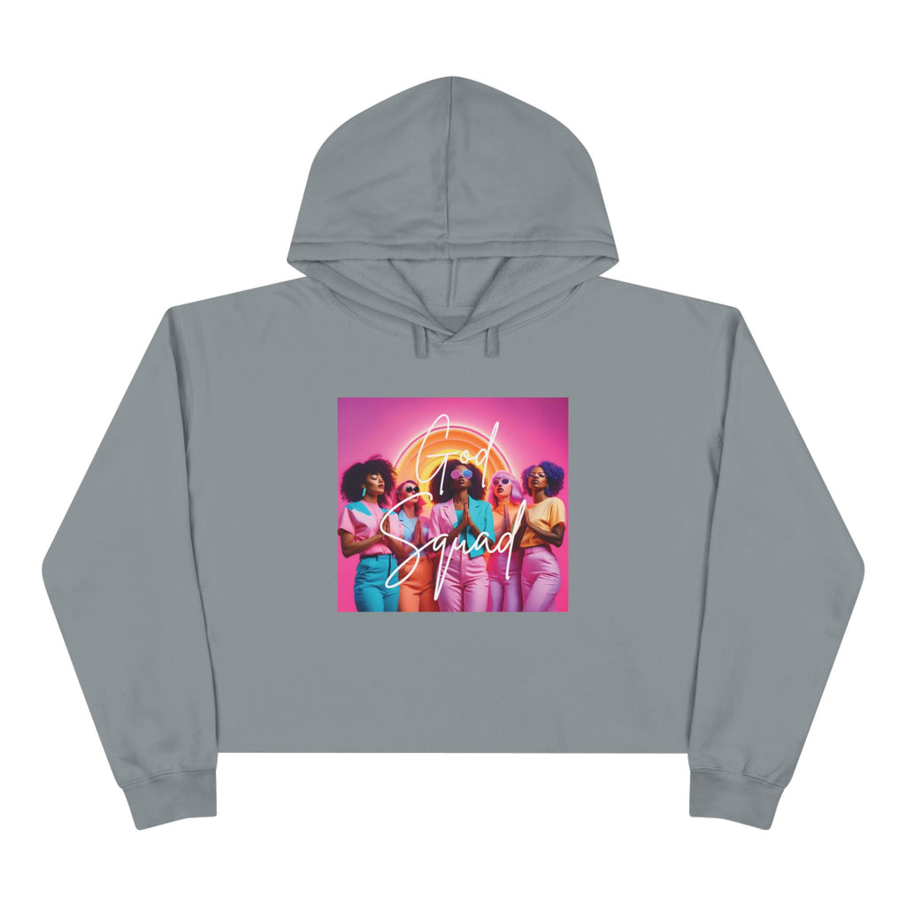 God Squad by THE FOG BRAND-Vibrant Crop Hoodie, Trendy Religious Streetwear, Christian Fashion, Pink, Gift for Her