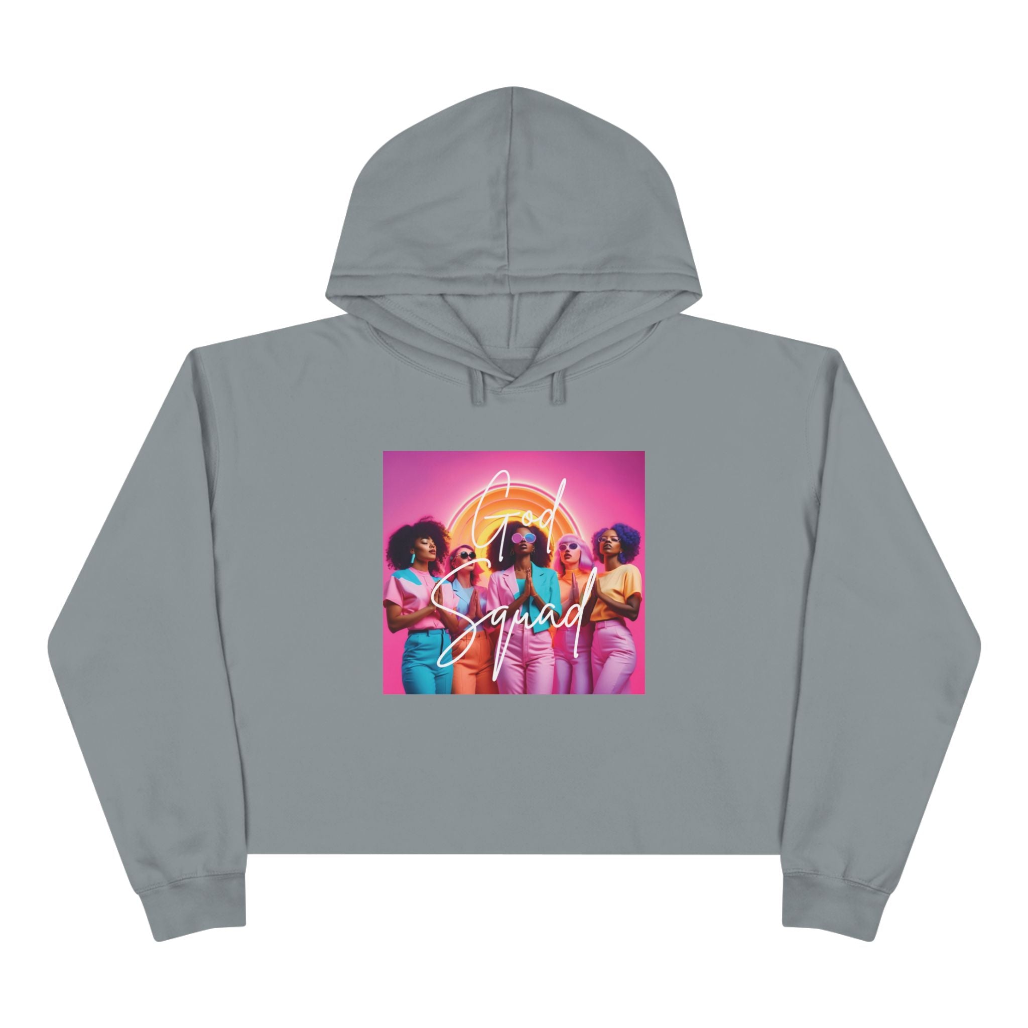 God Squad by THE FOG BRAND-Vibrant Crop Hoodie, Trendy Religious Streetwear, Christian Fashion, Pink, Gift for Her
