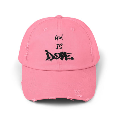 Unisex Distressed Cap with 'God Is Dope' Quote- Trendy, Casual Hat