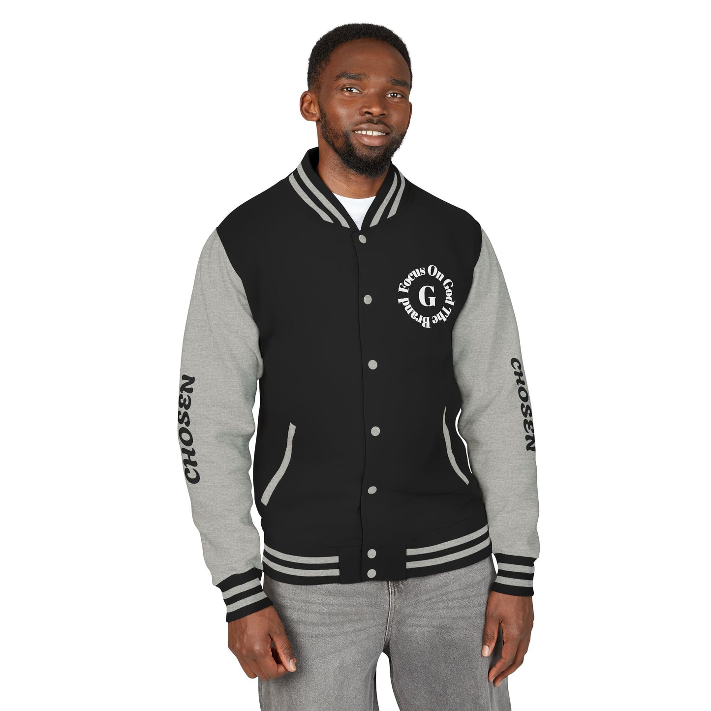 God Squad Unisex Letterman Jacket -THE FOD BRAND'S Bold Cross Design, Christian Strength & Faith Apparel