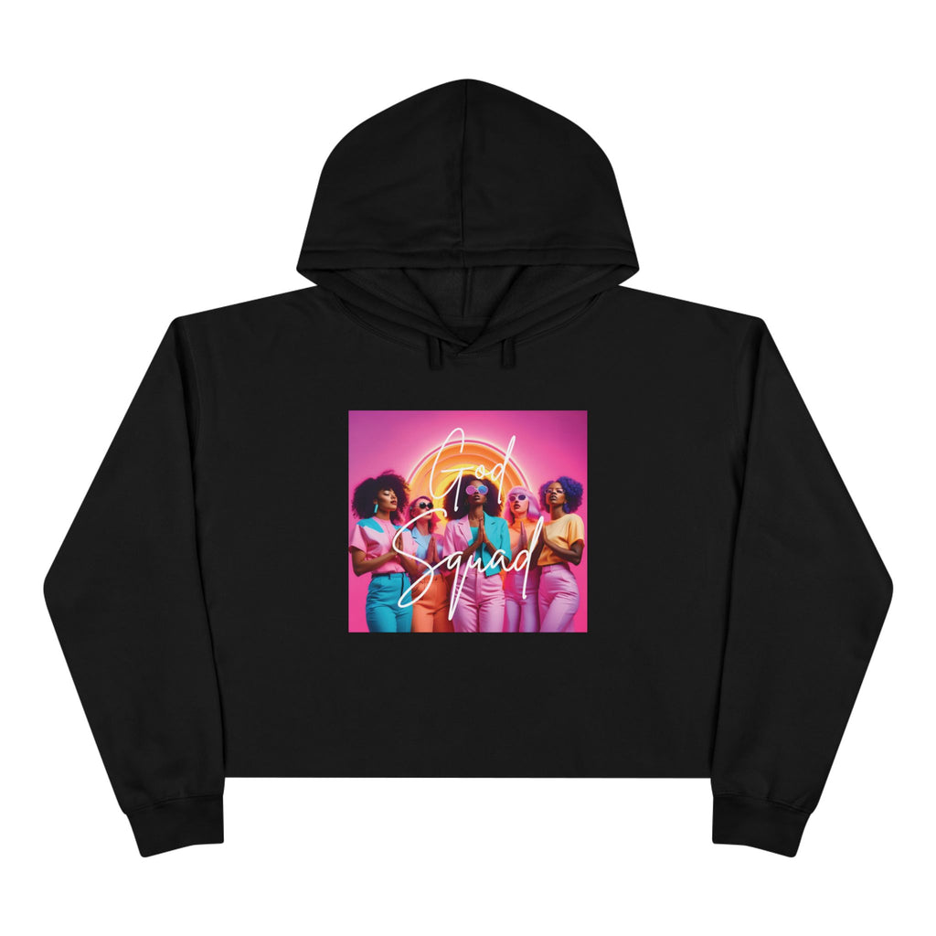 God Squad by THE FOG BRAND-Vibrant Crop Hoodie, Trendy Religious Streetwear, Christian Fashion, Pink, Gift for Her